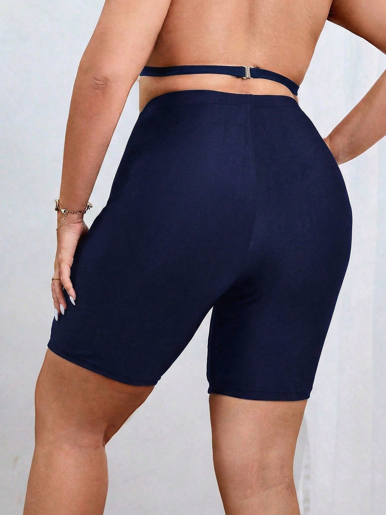 Swim SPRTY Plus Size Women's Solid Color Casual Swim Shorts Bikini Bottoms Butt Lifting Shorts Summer