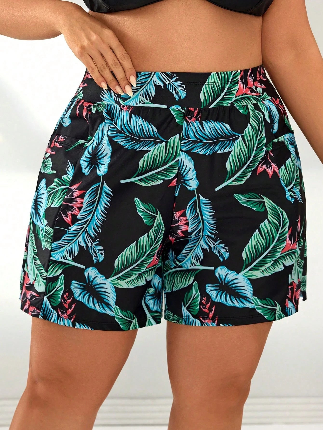 Swim SPRTY Summer Beach Plus Size Elastic Waist Swim Trunks With Side Pockets