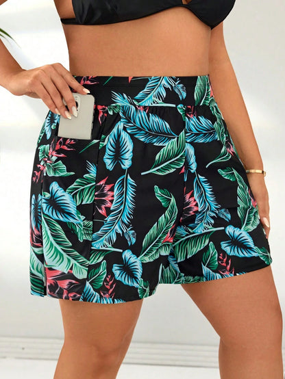 Swim SPRTY Summer Beach Plus Size Elastic Waist Swim Trunks With Side Pockets