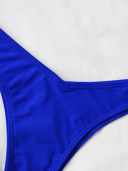 Swim Summer Beach Mono Bikini Swimwear Spaghetti Triangle Bra & High Cut Bikini Swimwear Bottom 2 Pieces Bikini Swimwear