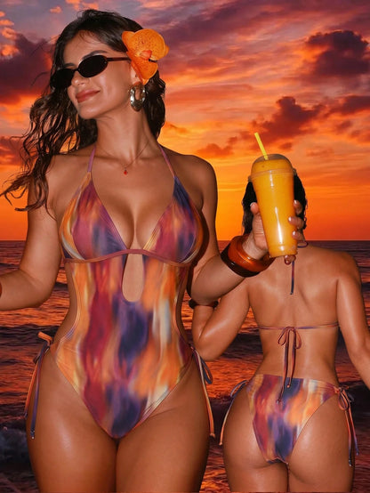 Swim SXY BOHO Vacation Floral All-Over Print Fabric One-Piece