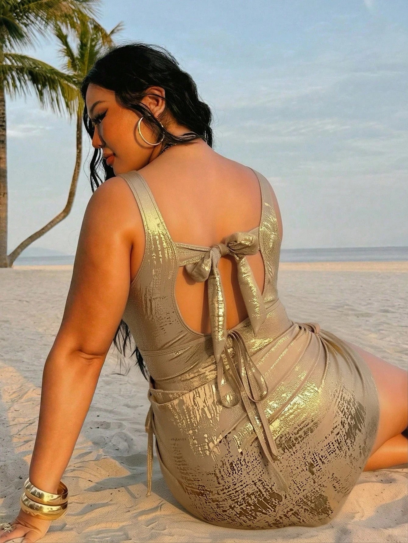 Swim SXY Plus Size Women 1-Piece Leopard Print Full Coverage Random Pattern Sexy Swimsuit