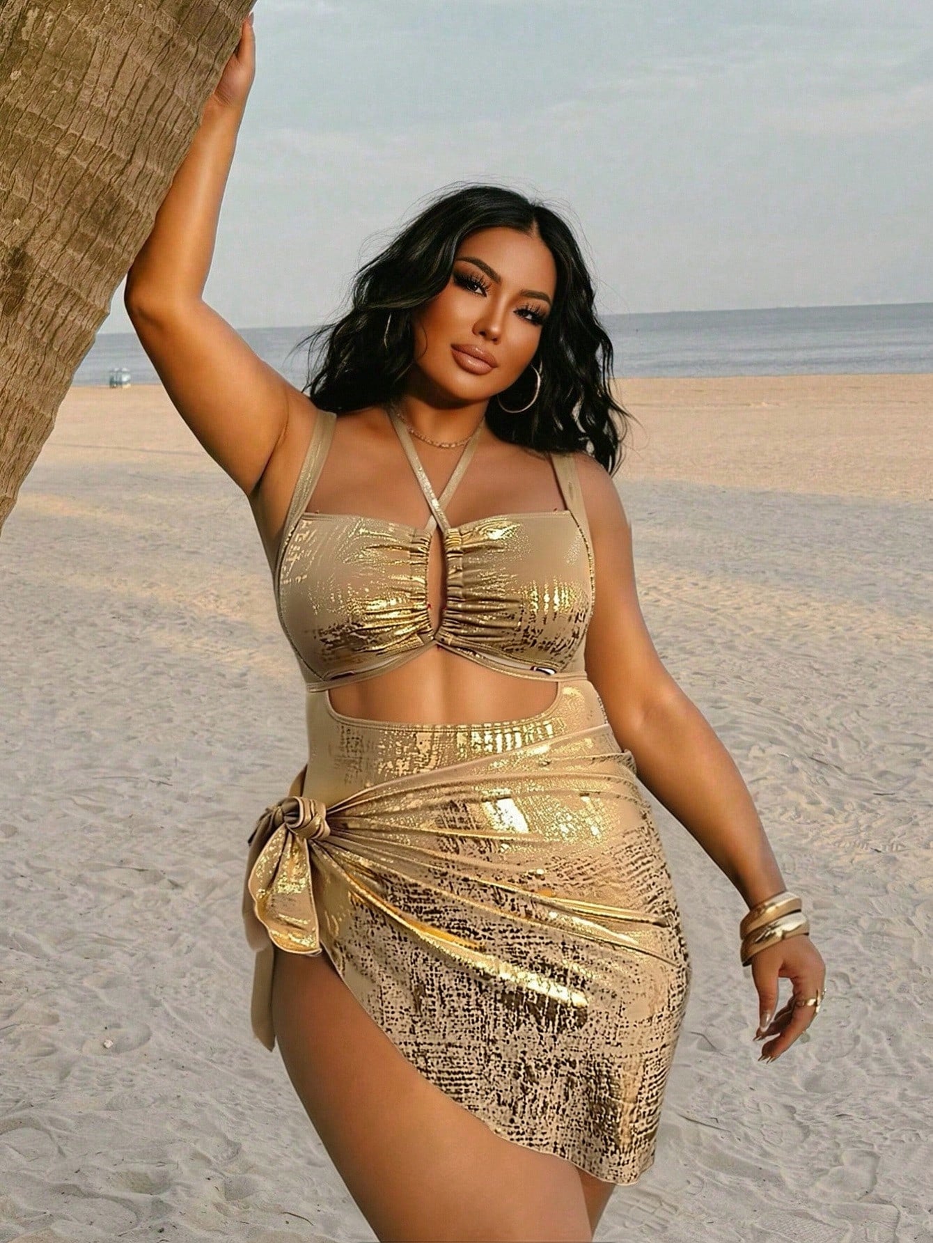 Swim SXY Plus Size Women 1-Piece Leopard Print Full Coverage Random Pattern Sexy Swimsuit