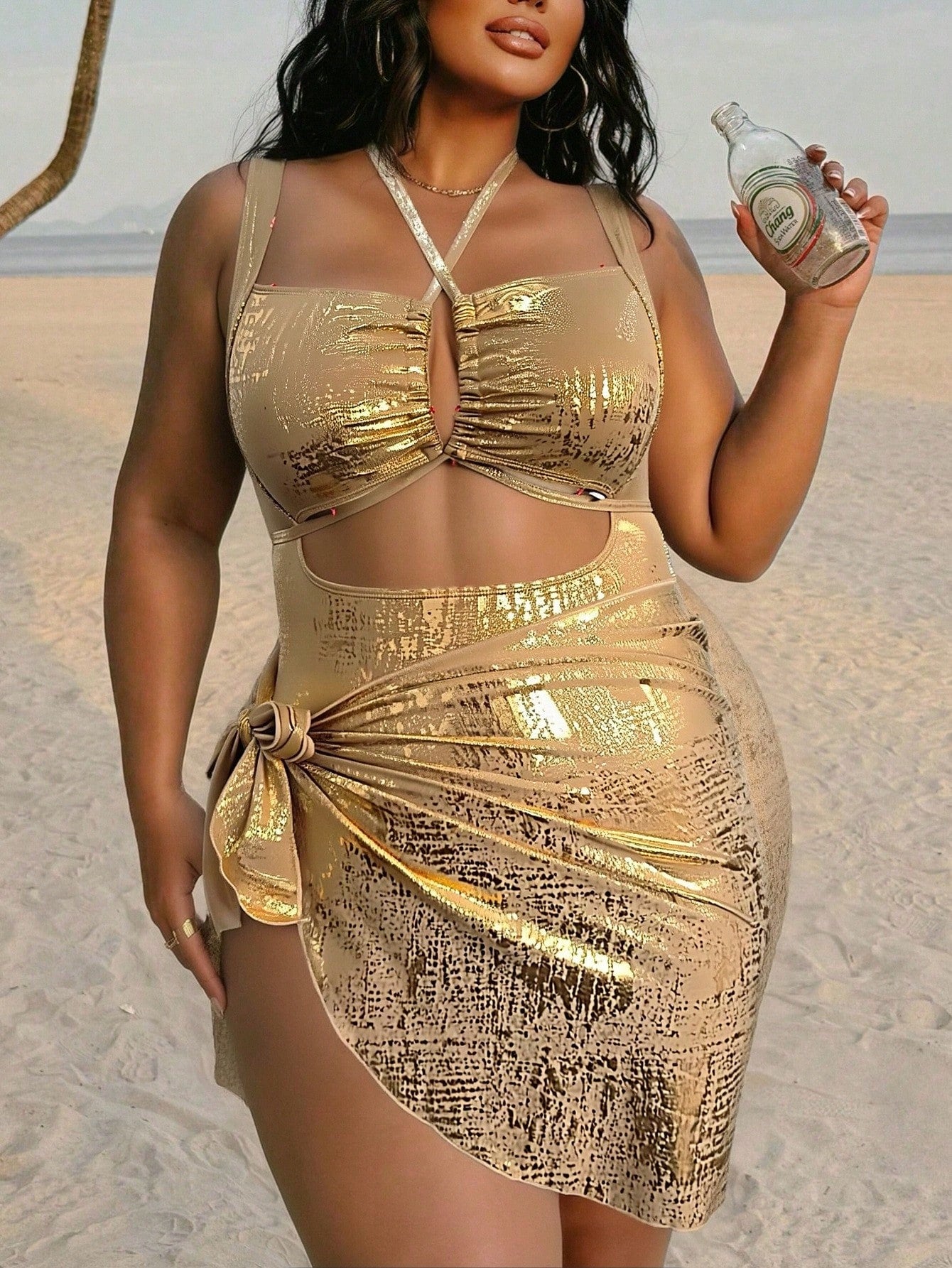 Swim SXY Plus Size Women 1-Piece Leopard Print Full Coverage Random Pattern Sexy Swimsuit