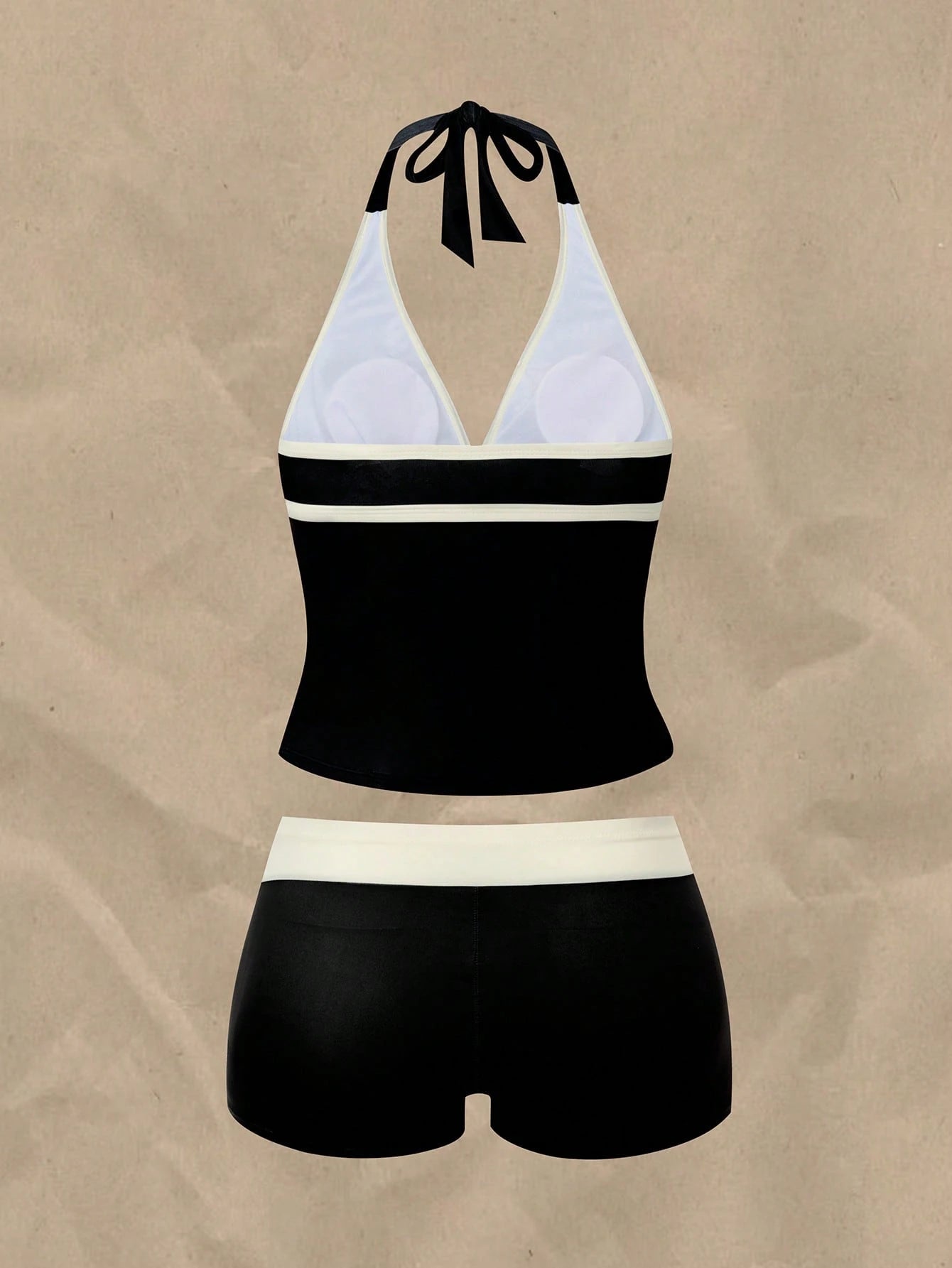 Swim Vcay 2026 Spring/Summer New Plus Size One-Piece Black Deep V-Neck Strap Digital Print Design Women's Bikini Swimsuit Bottom Casual Suitable For Beach Vacation Wear