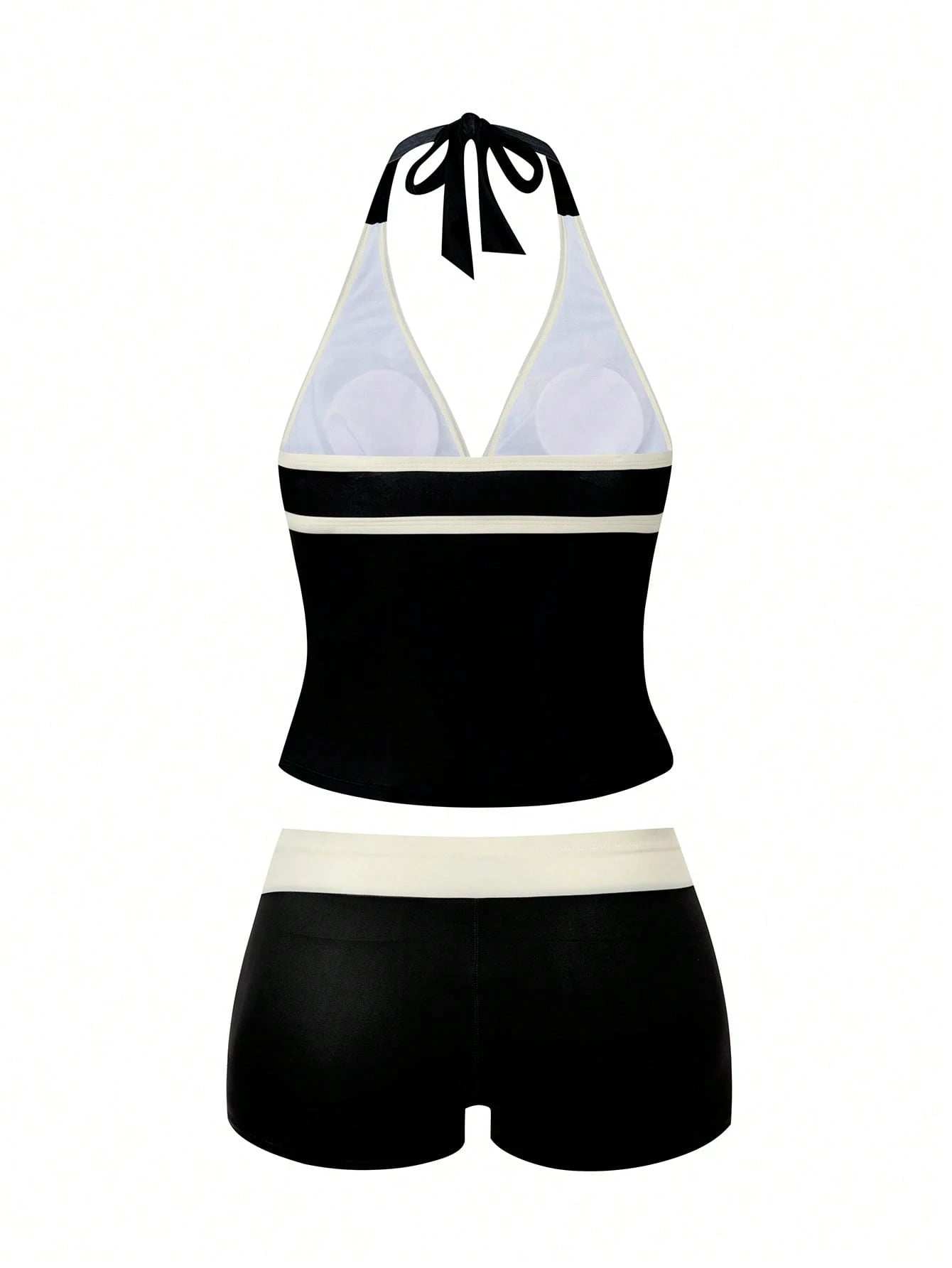Swim Vcay 2026 Spring/Summer New Plus Size One-Piece Black Deep V-Neck Strap Digital Print Design Women's Bikini Swimsuit Bottom Casual Suitable For Beach Vacation Wear