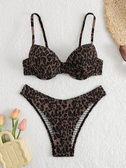 Swim Vcay 2pcs/Set Random Print Bikini Swimsuits For Women, Beach Summer Outfits