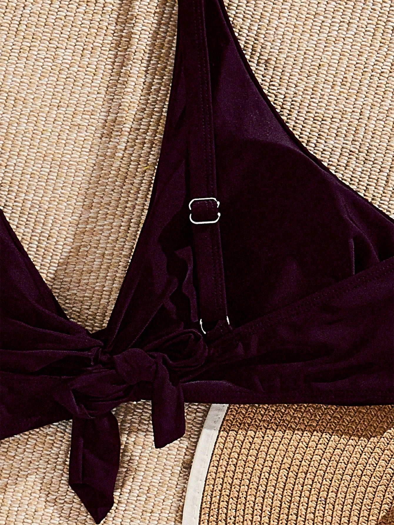 Swim Vcay Plus Size Solid Color Tie Front Swimwear Top