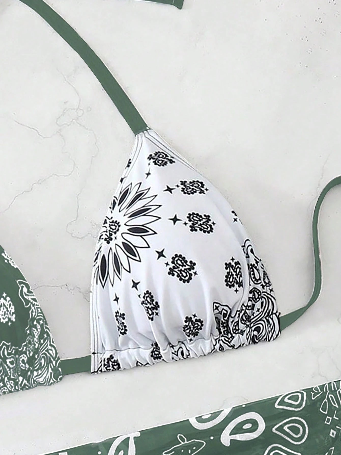 Swim Vcay Plus Size Women 3pcs Halter Backless Printed Bikini Set With Mesh Short Apron, Vacation Swimwear Beach Vacation Summer Boho