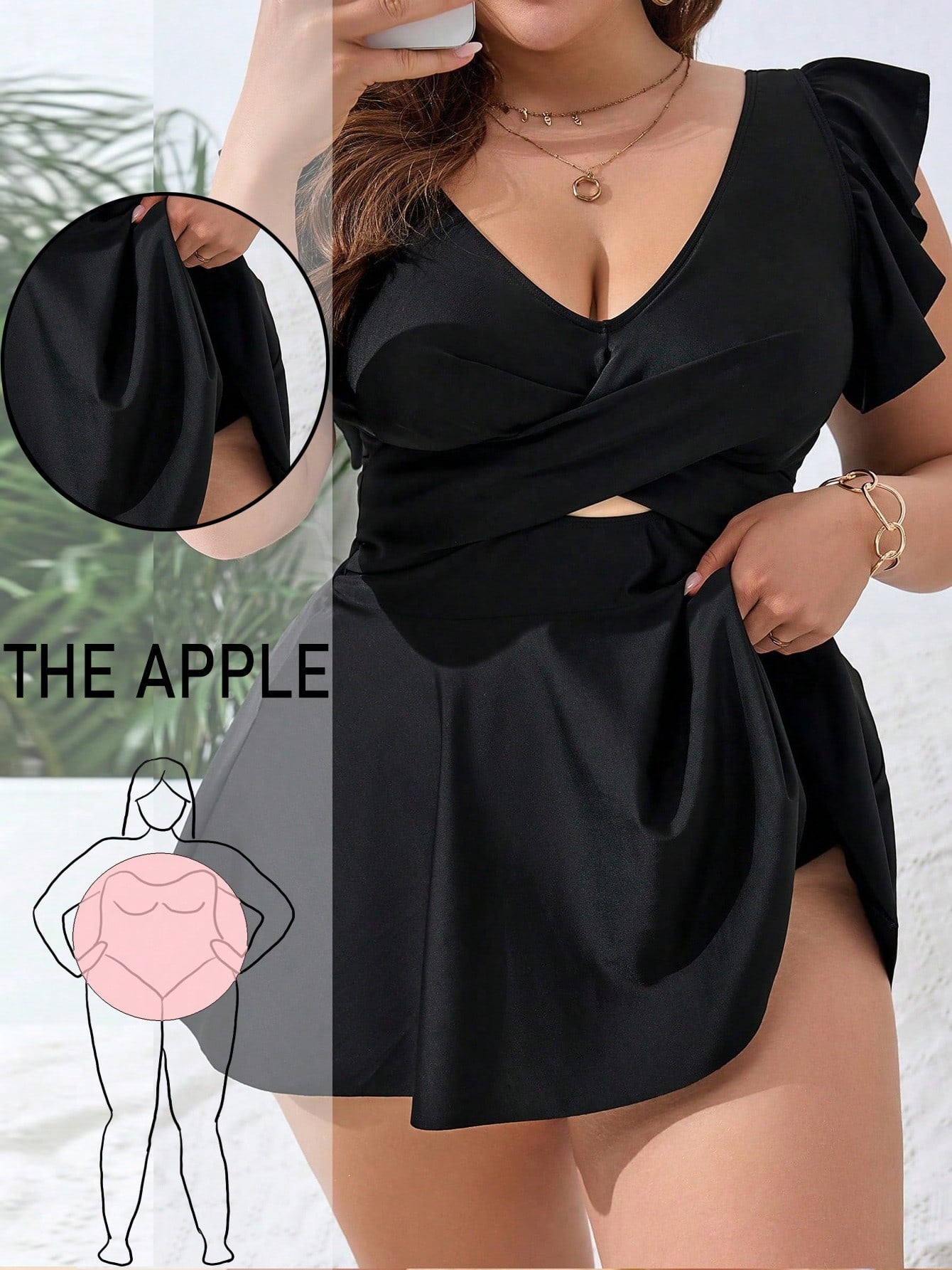 Swim Vcay Plus Size Women's Solid Color Two Pieces Set, Minimalist Elegant Summer Vacation Beach Swimsuit
