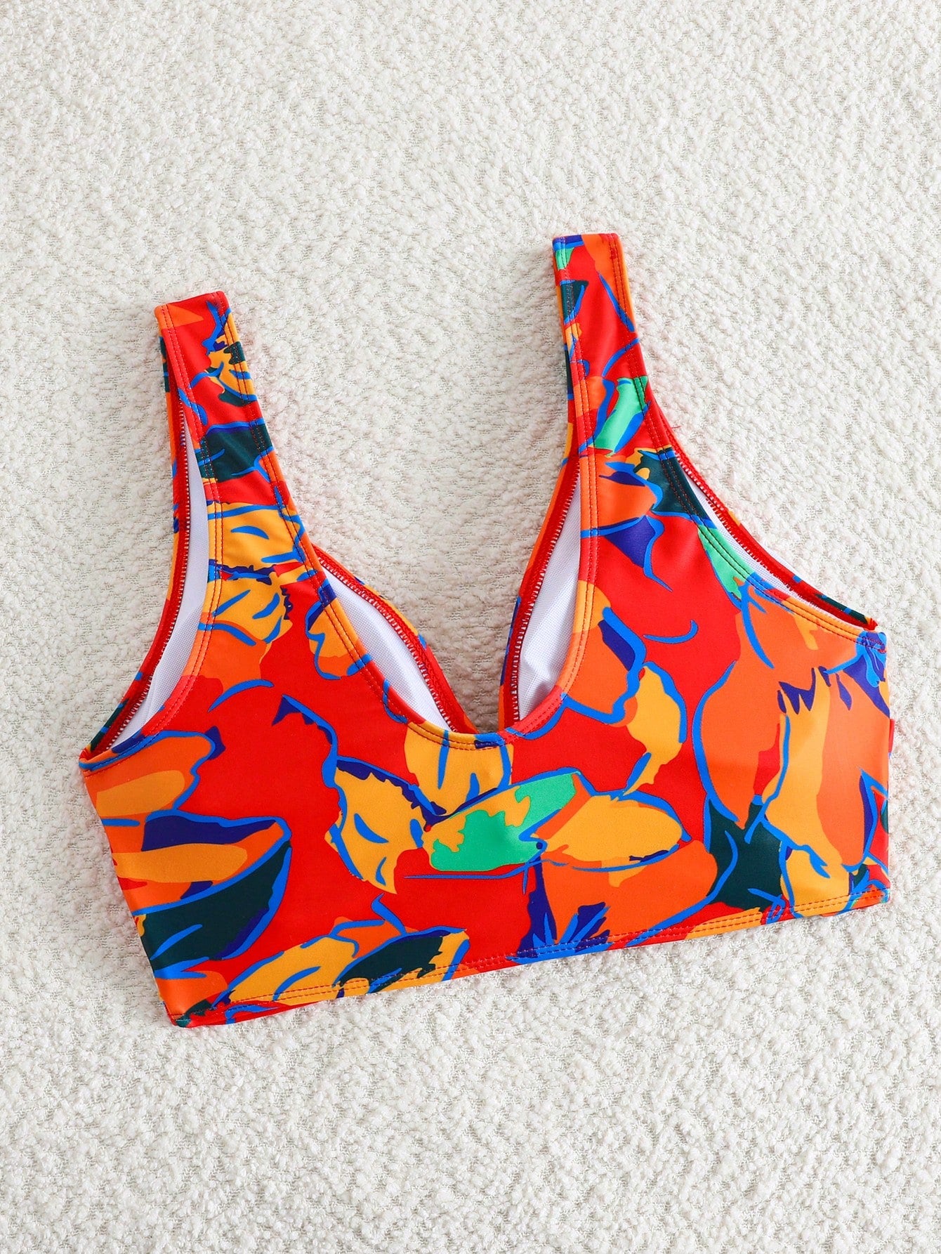 Swim Vcay Women's All-Over Print Ruched Bikini Top, Suitable For Summer Vacation And Beach