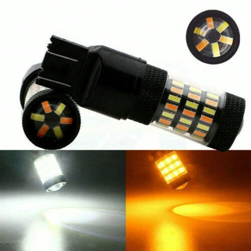 Switchback 7443 7444 LED Turn Signal Blinker Parking DRL Light Bulbs Amber/White