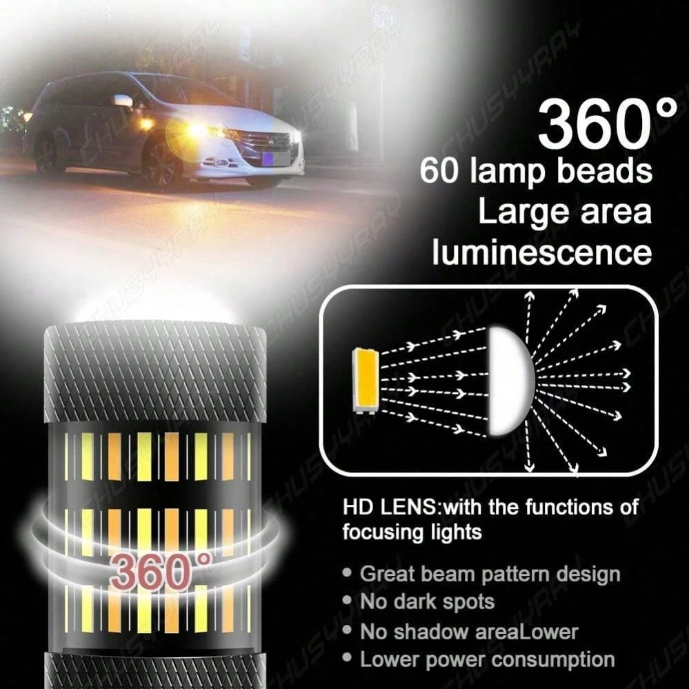 Switchback 7443 7444 LED Turn Signal Blinker Parking DRL Light Bulbs Amber/White