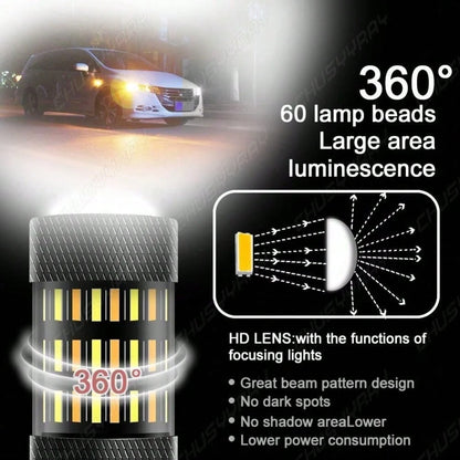 Switchback 7443 7444 LED Turn Signal Blinker Parking DRL Light Bulbs Amber/White