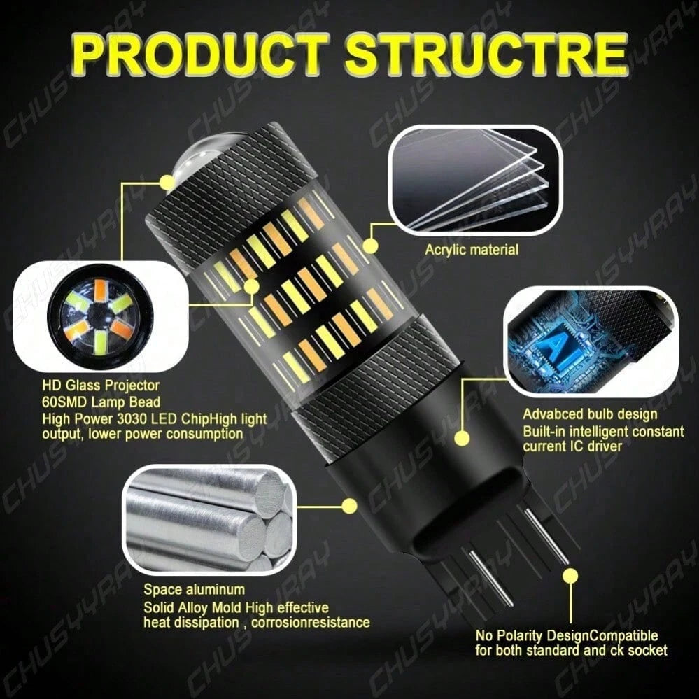 Switchback 7443 7444 LED Turn Signal Blinker Parking DRL Light Bulbs Amber/White