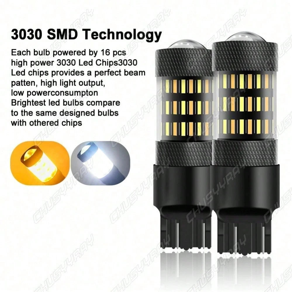 Switchback 7443 7444 LED Turn Signal Blinker Parking DRL Light Bulbs Amber/White