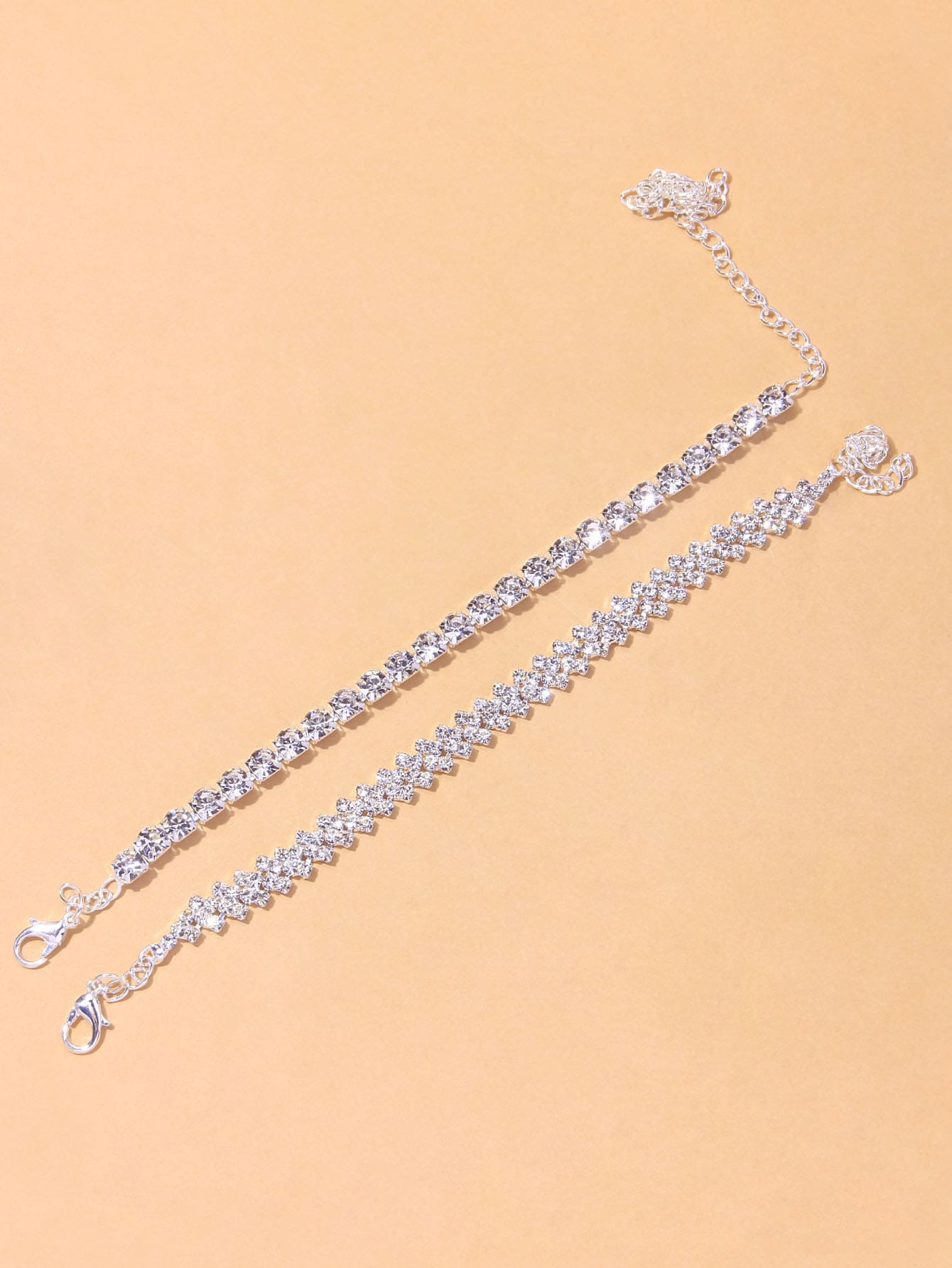 SXY 2pcs Rhinestone Decor Anklet