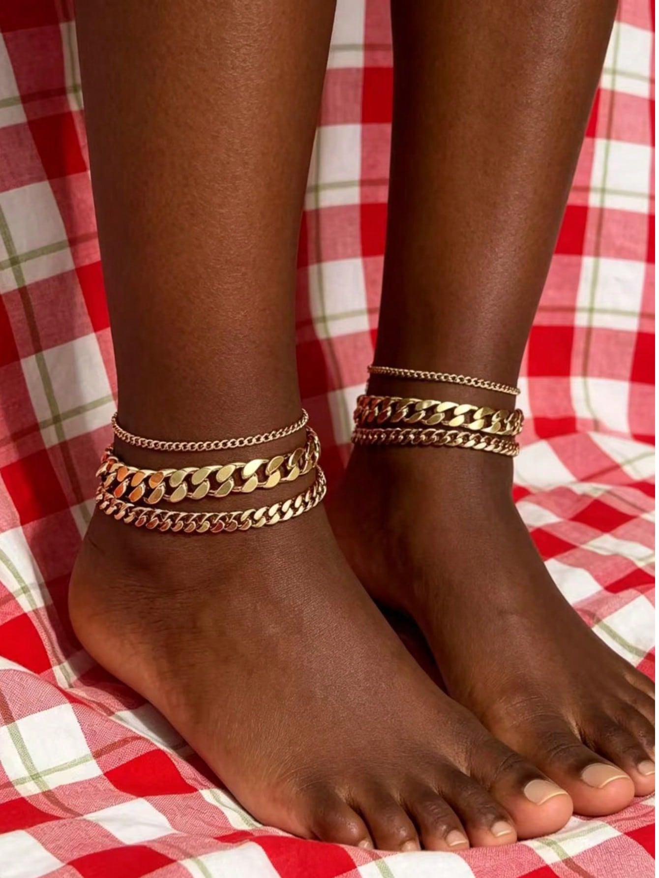 SXY 2pcs Rhinestone Decor Anklet