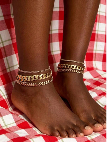 SXY 2pcs Rhinestone Decor Anklet