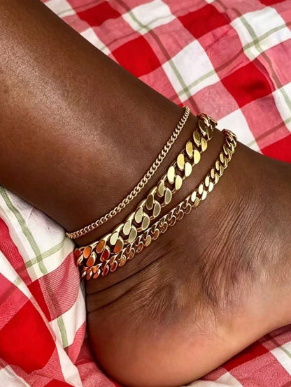 SXY 2pcs Rhinestone Decor Anklet