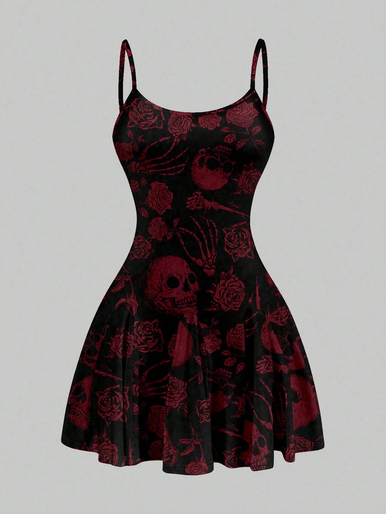SXY Casual Skull & Rose Pattern A-Line Mini Dress For Women, Suitable Summer,Summer Dresses,Sun Spring Clothes Cute Woman Clothing Chic