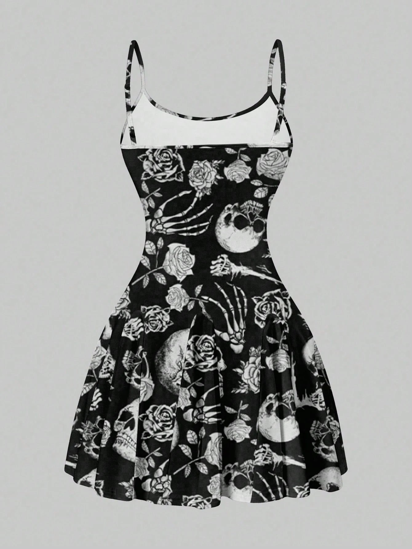 SXY Casual Skull & Rose Pattern A-Line Mini Dress For Women, Suitable Summer,Summer Dresses,Sun Spring Clothes Cute Woman Clothing Chic