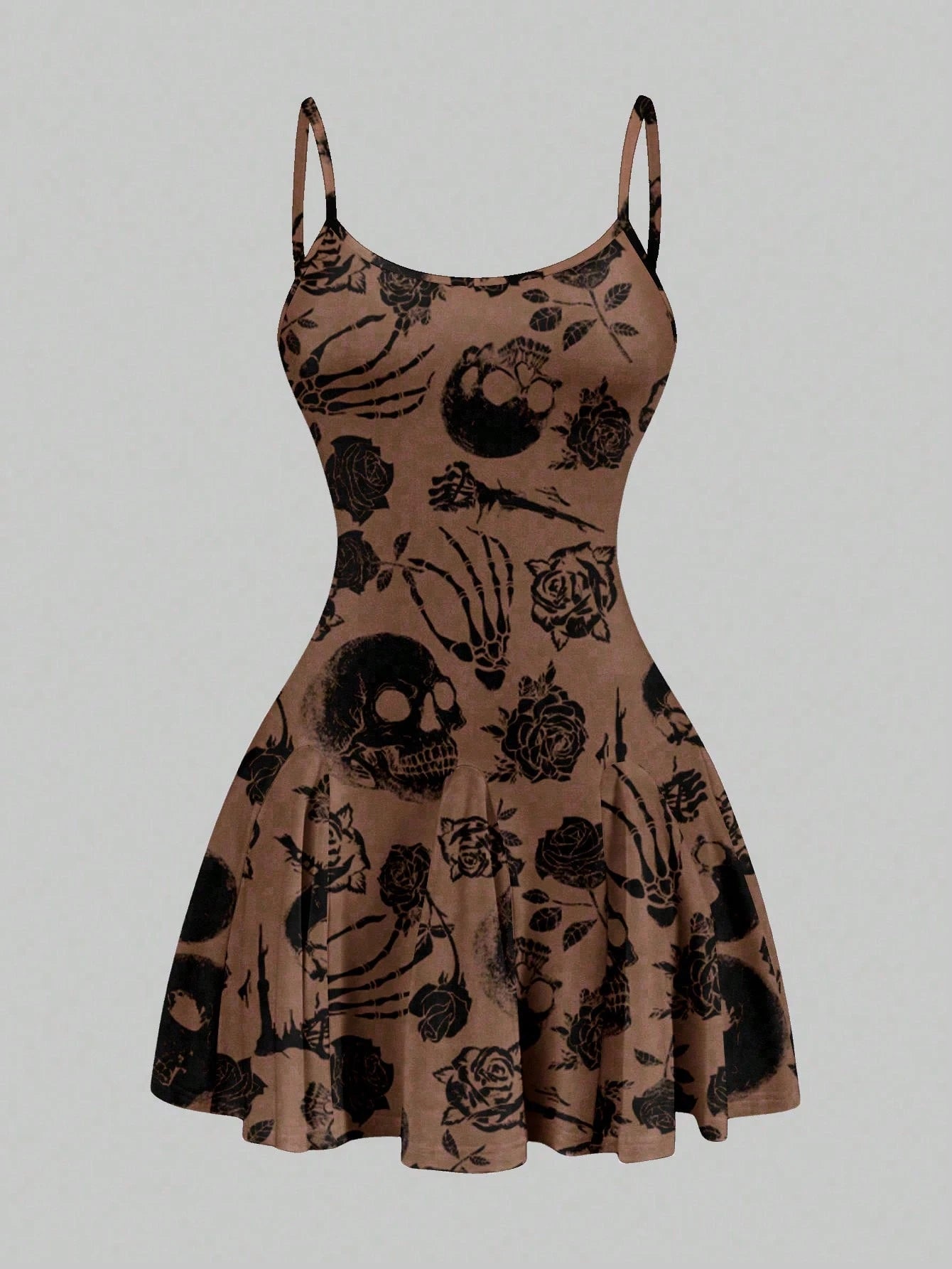 SXY Casual Skull & Rose Pattern A-Line Mini Dress For Women, Suitable Summer,Summer Dresses,Sun Spring Clothes Cute Woman Clothing Chic
