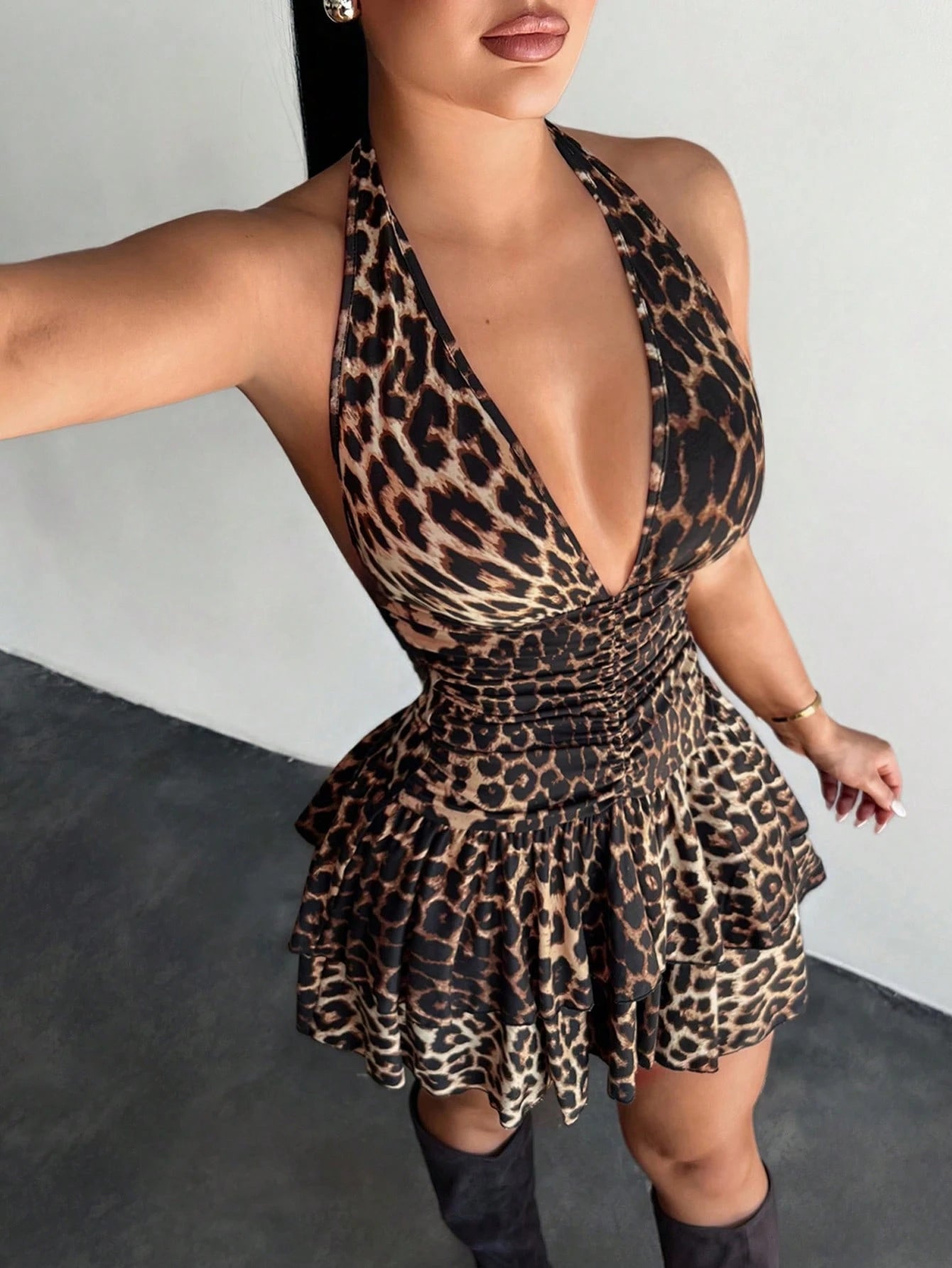 SXY Floral Print Halter Neck Dress, Suitable For Beach Vacation In Summer,Summer Dresses For Women