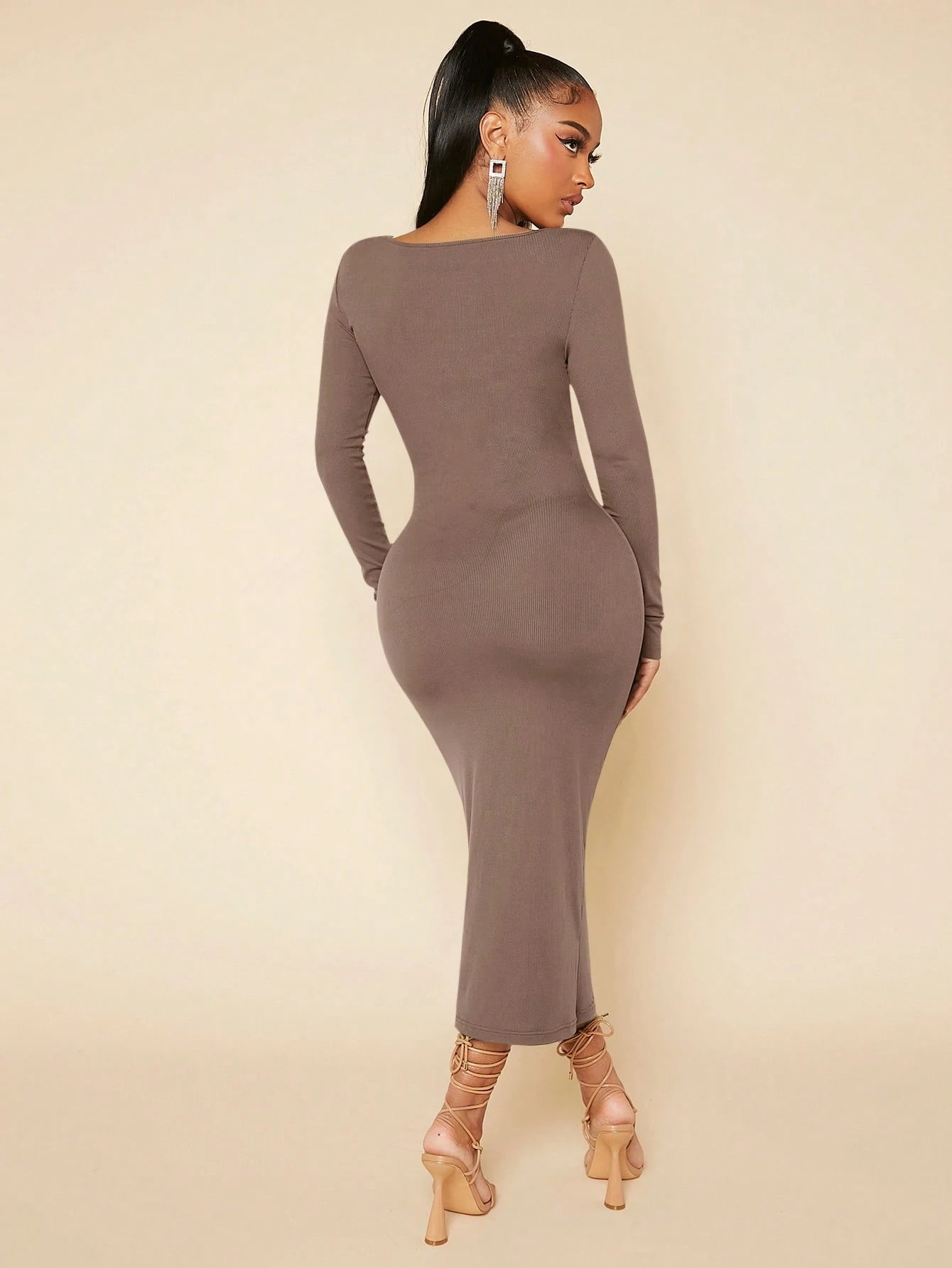 SXY Women's Solid Color Bodycon Dress