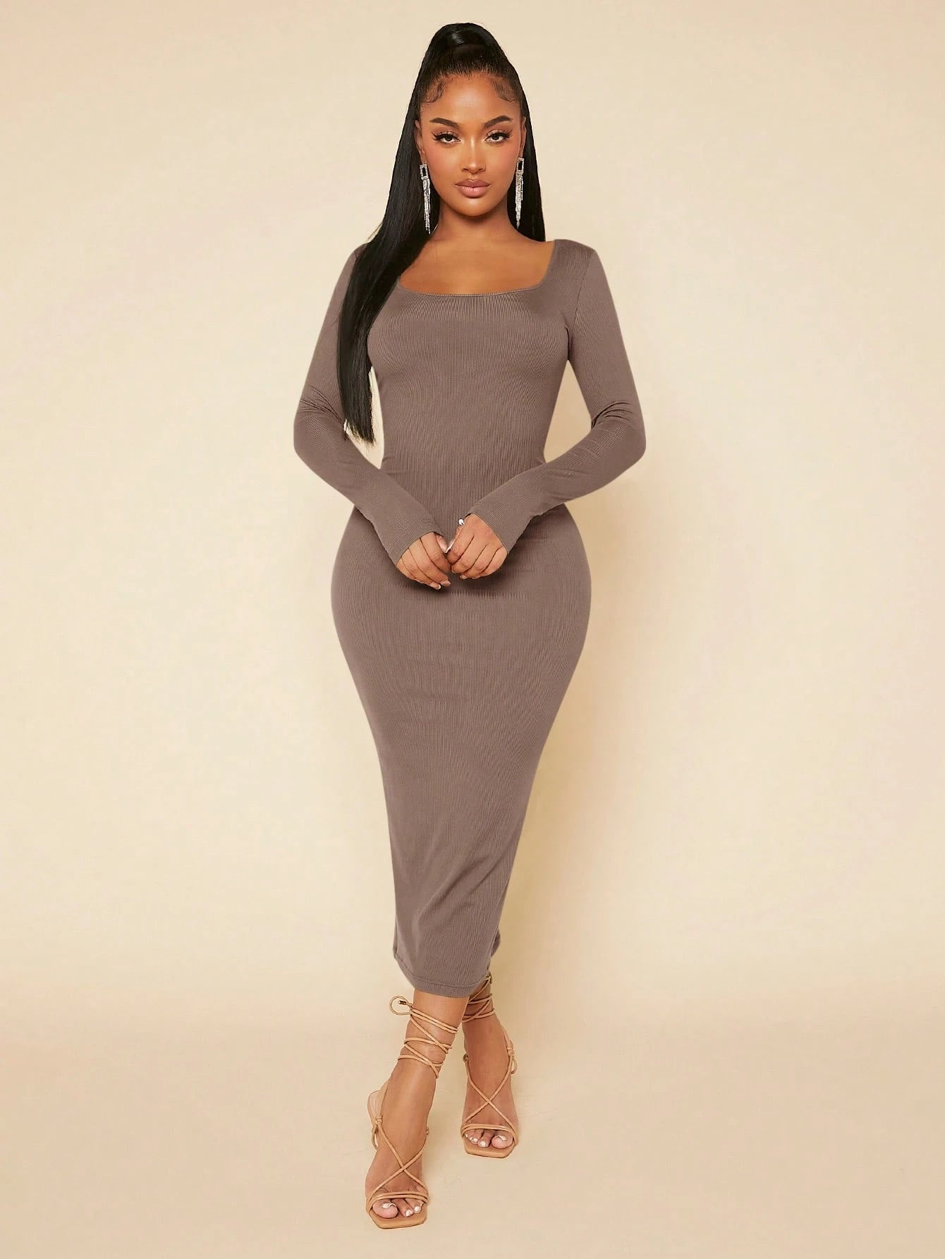 SXY Women's Solid Color Bodycon Dress
