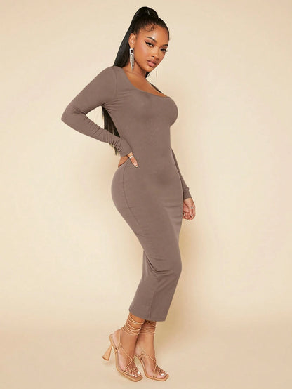 SXY Women's Solid Color Bodycon Dress