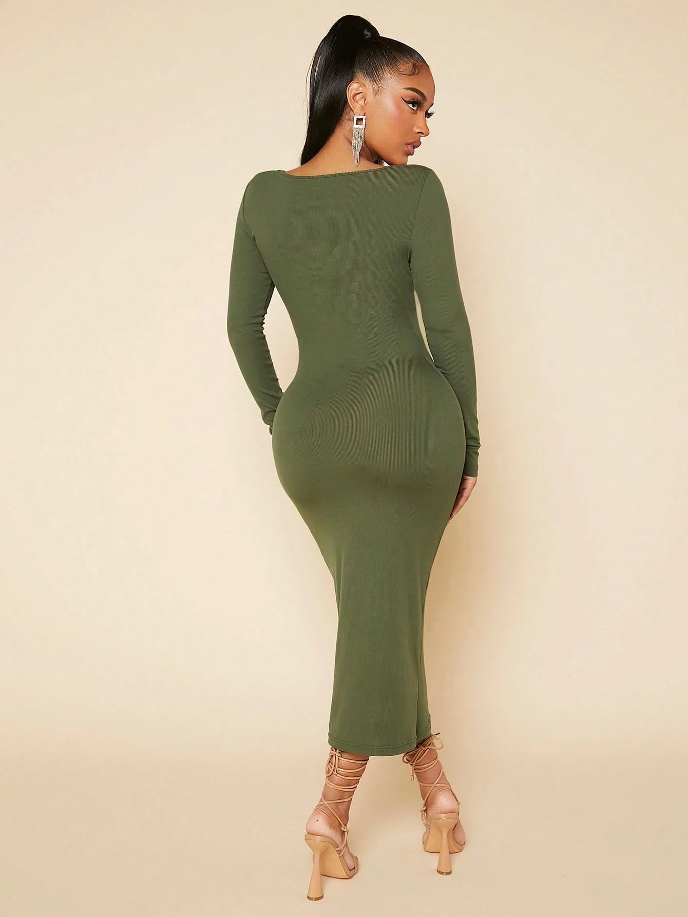 SXY Women's Solid Color Bodycon Dress