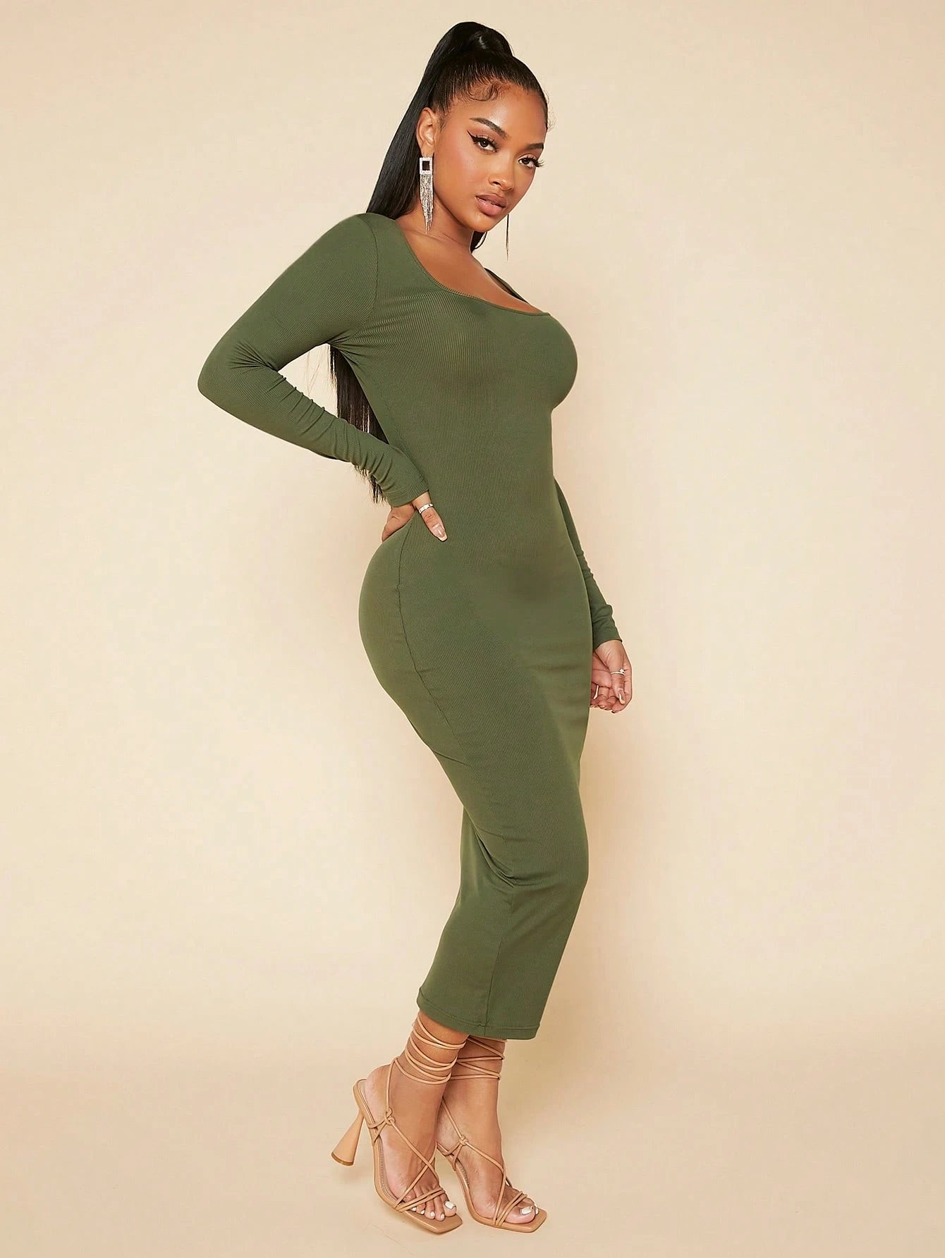 SXY Women's Solid Color Bodycon Dress