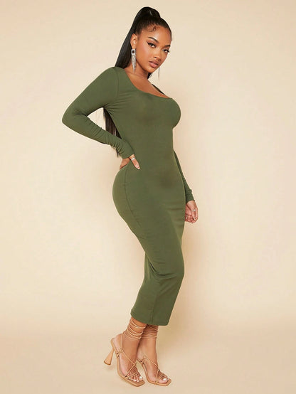 SXY Women's Solid Color Bodycon Dress