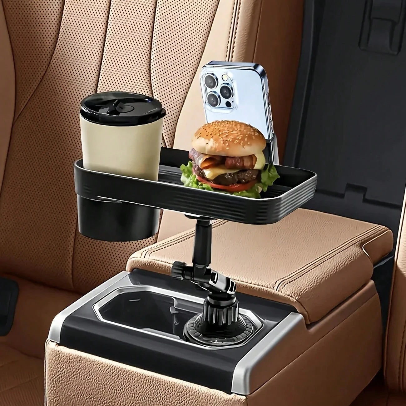 TAIMASI 1pc Versatile Car Tray- Integrated Cup Holder & Mobile Stand- Durable, For Easy Travel Dining And Organization