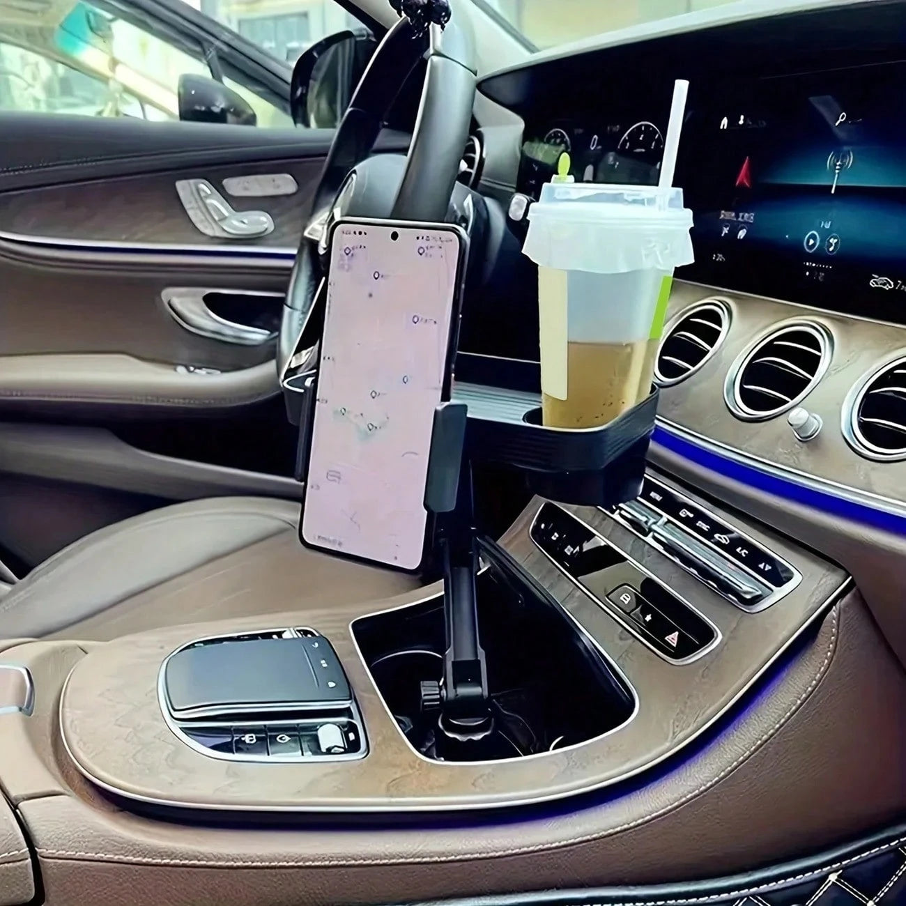 TAIMASI 1pc Versatile Car Tray- Integrated Cup Holder & Mobile Stand- Durable, For Easy Travel Dining And Organization
