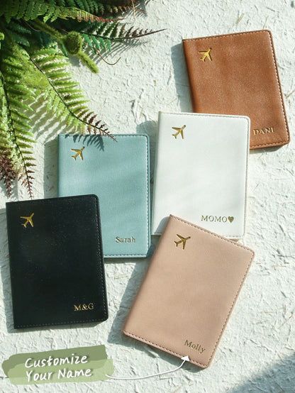 Takeoak Personalized Passport Cover Customized Hot Stamping Name Passport Holder, Travel Wallet Large Capacity Document Organizer Case For Students And Women
