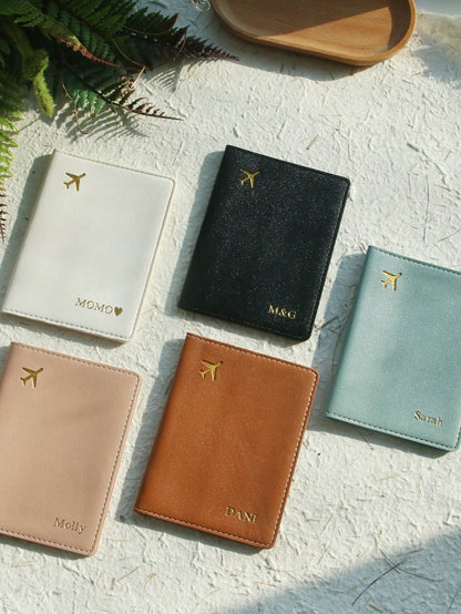 Takeoak Personalized Passport Cover Customized Hot Stamping Name Passport Holder, Travel Wallet Large Capacity Document Organizer Case For Students And Women