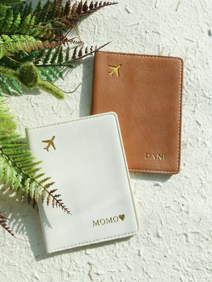 Takeoak Personalized Passport Cover Customized Hot Stamping Name Passport Holder, Travel Wallet Large Capacity Document Organizer Case For Students And Women