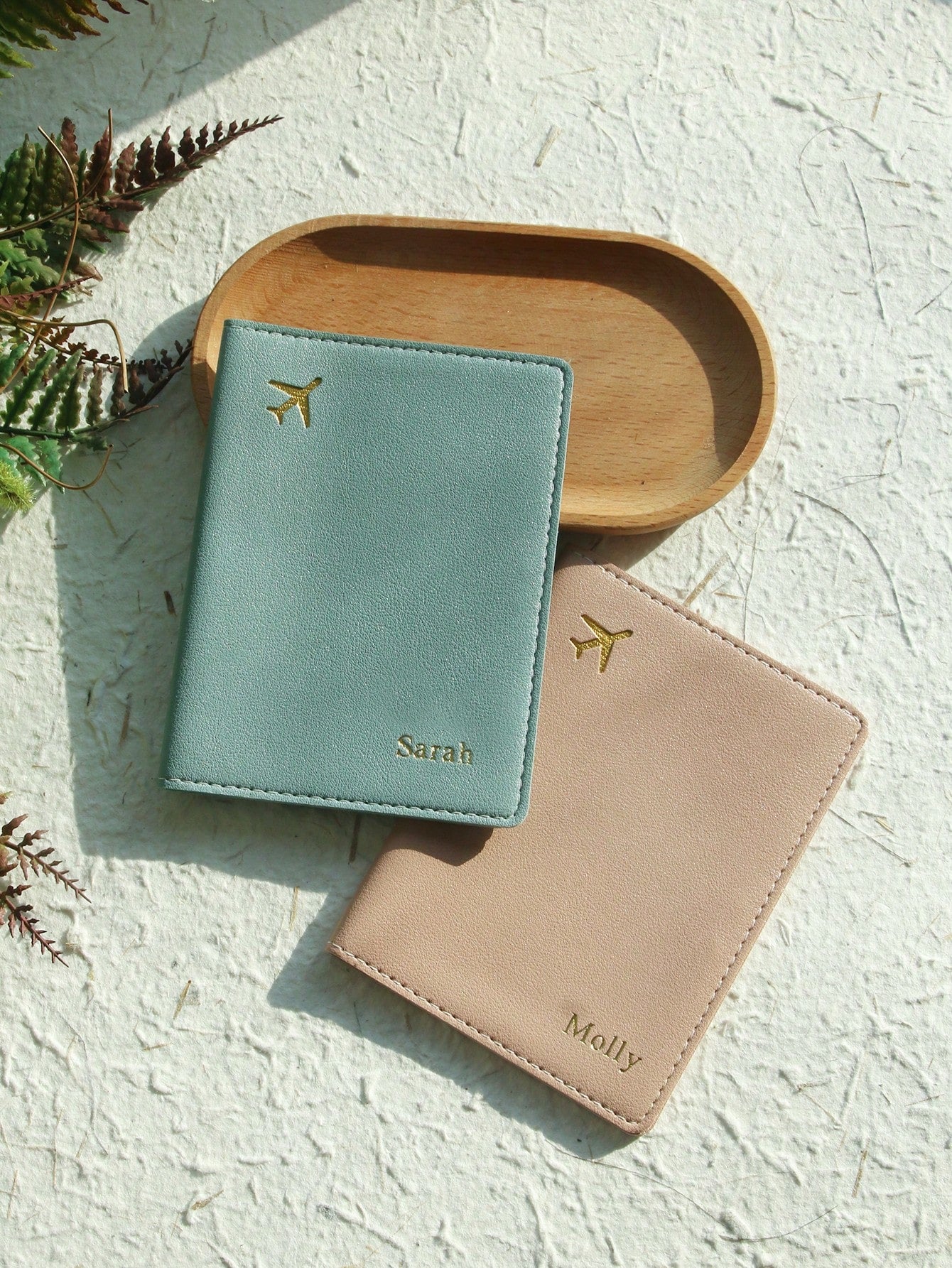 Takeoak Personalized Passport Cover Customized Hot Stamping Name Passport Holder, Travel Wallet Large Capacity Document Organizer Case For Students And Women