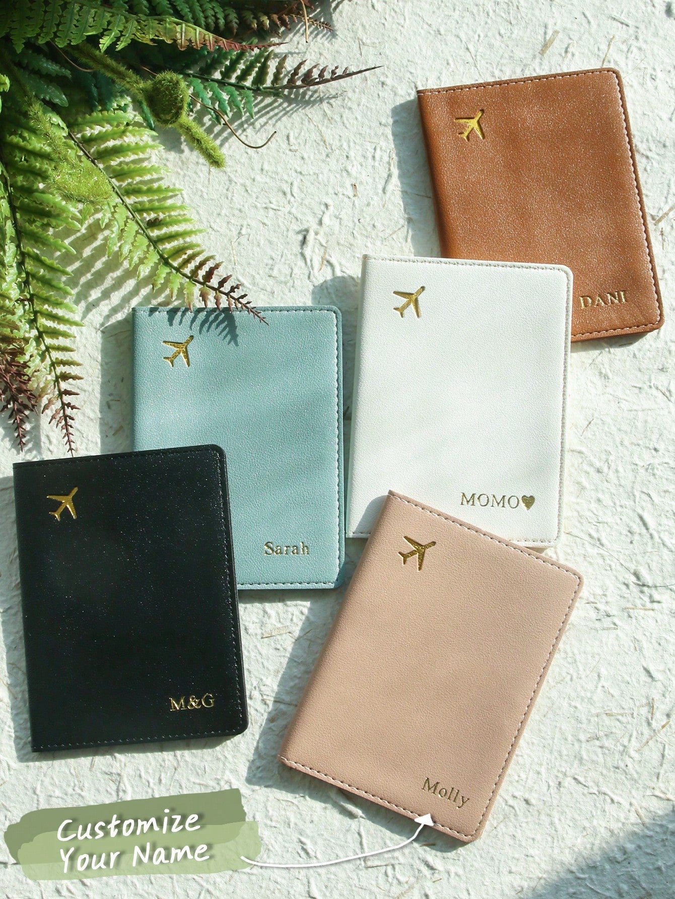 Takeoak Personalized Passport Cover Customized Hot Stamping Name Passport Holder, Travel Wallet Large Capacity Document Organizer Case For Students And Women