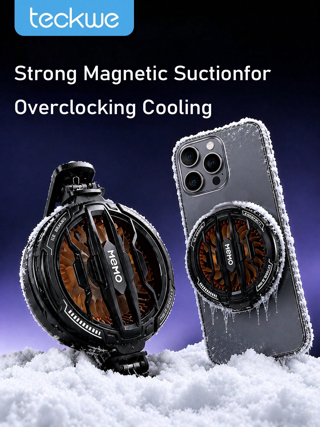 Teckwe 1PC Temperature Controlled Cooling Phone Cooler With Magnetic Back Clip For Quick Cooling, Low Noise, On-Site Gaming Video Viewing, Daily Use, Efficient Cooling In Summer, Universal Phone Coole