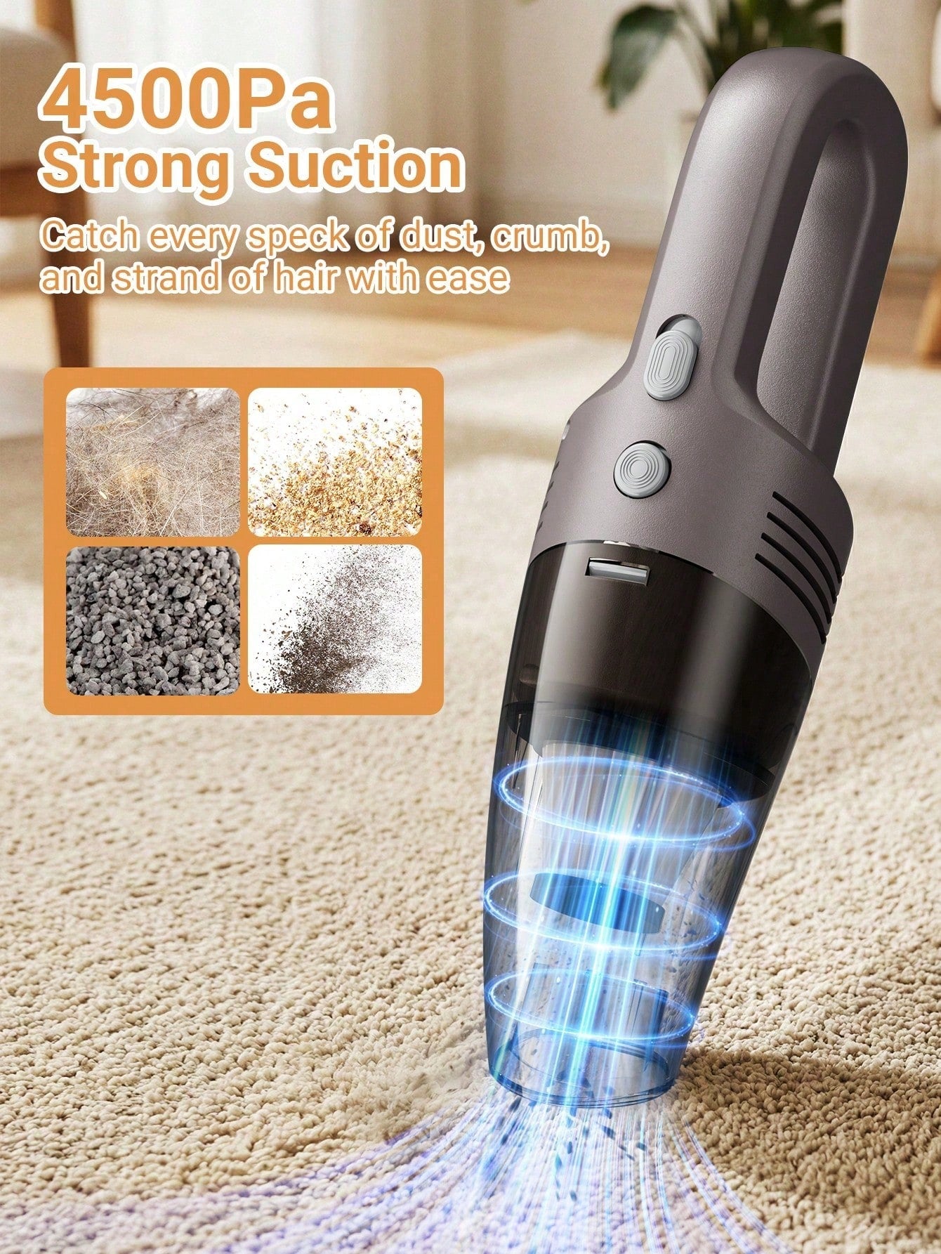 Teckwe Mini Car Vacuum Cleaner-Powerful Suction. High-Performance. Compact & 12V Efficient- Effortlessly Cleans Every Gap And Groove In Your Car Interiol