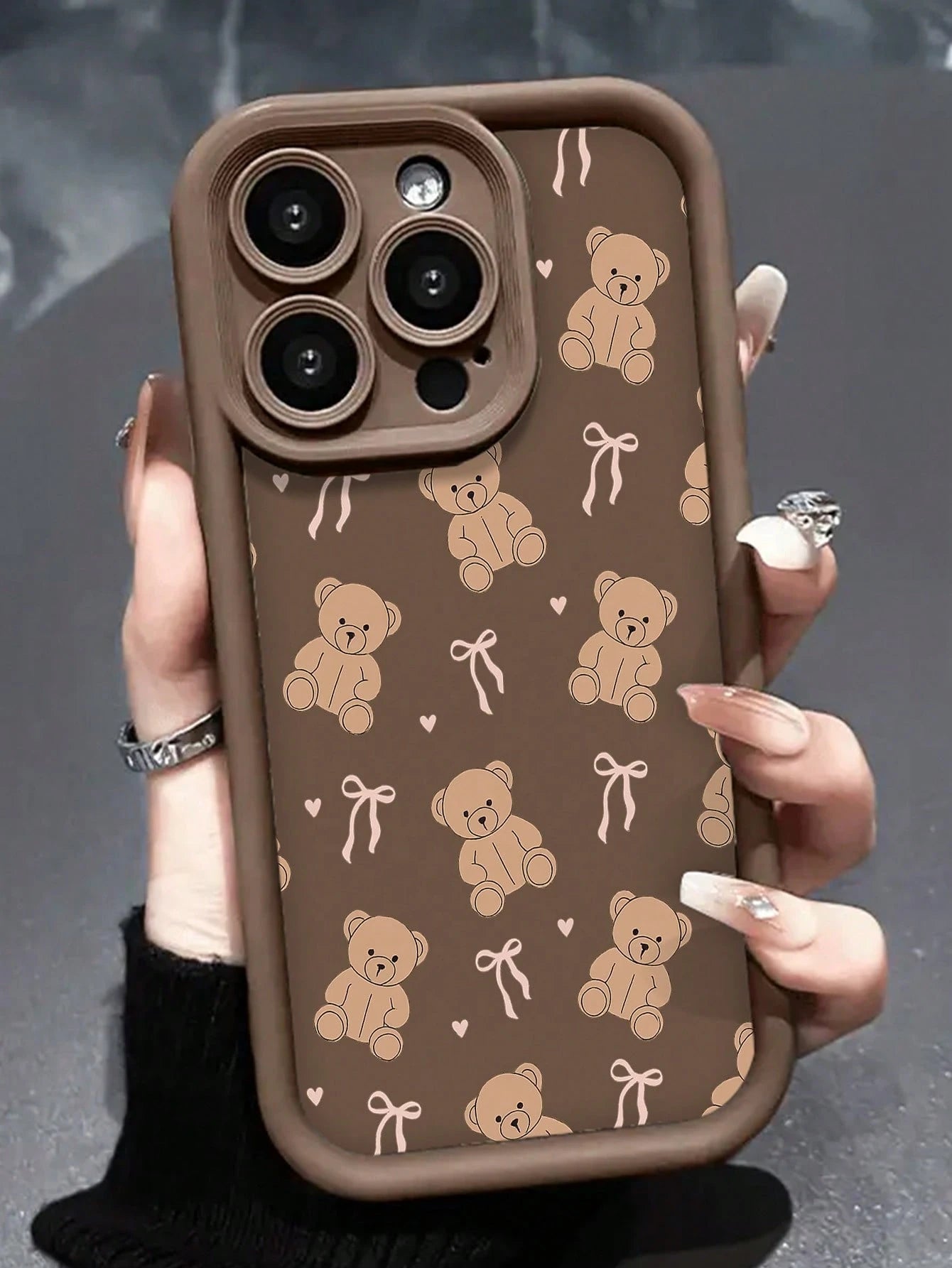 Teddy Bear Phone CaseCute Cartoon Style For IPhone 17 16 15 14 13 12 11 Plus Pro Max. Featuring Adorable Teddy Bear And Ribbon Pattern Perfect For Adding A Touch Of Playful. A Delightful Gift.