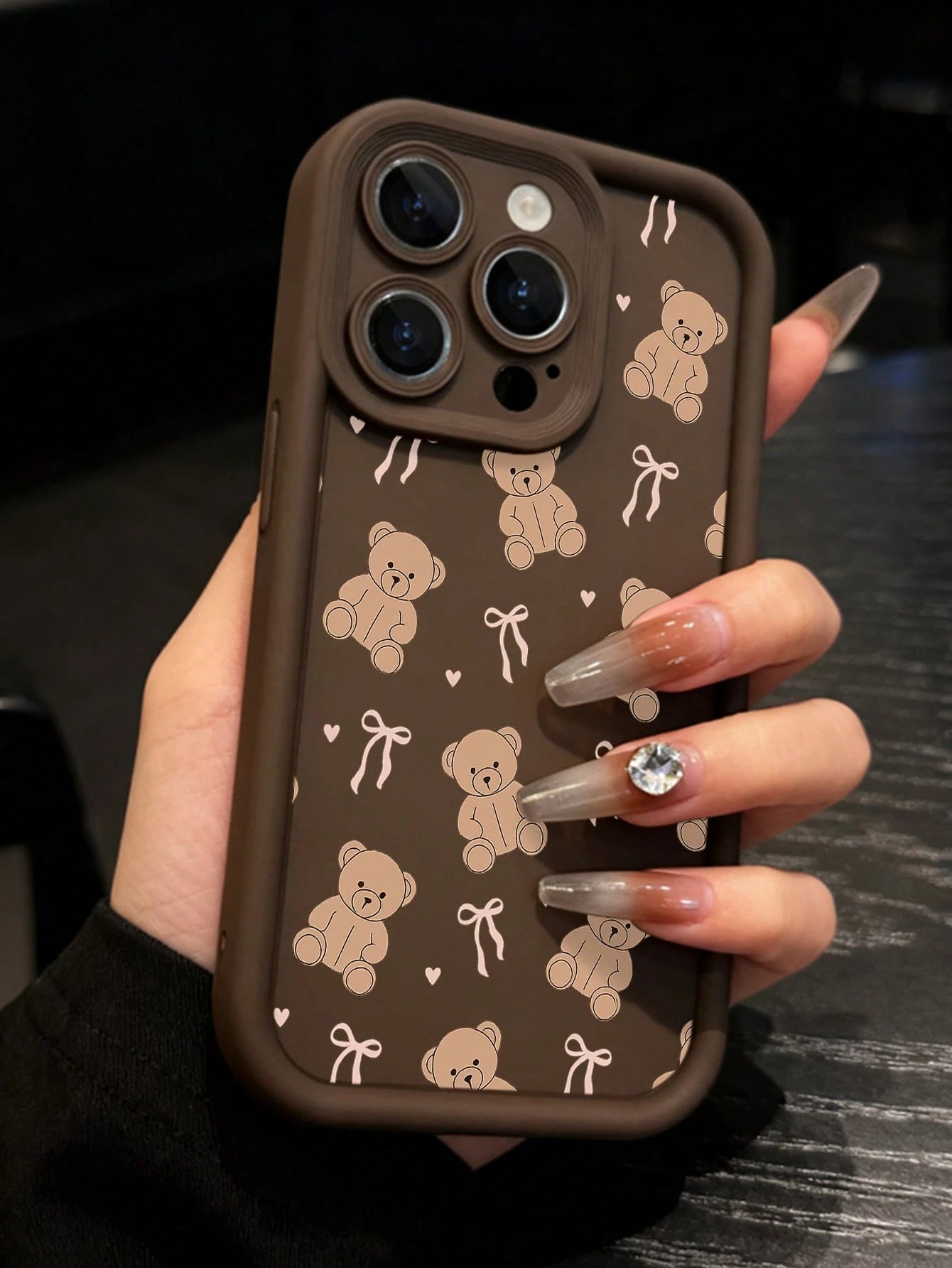 Teddy Bear Phone CaseCute Cartoon Style For IPhone 17 16 15 14 13 12 11 Plus Pro Max. Featuring Adorable Teddy Bear And Ribbon Pattern Perfect For Adding A Touch Of Playful. A Delightful Gift.