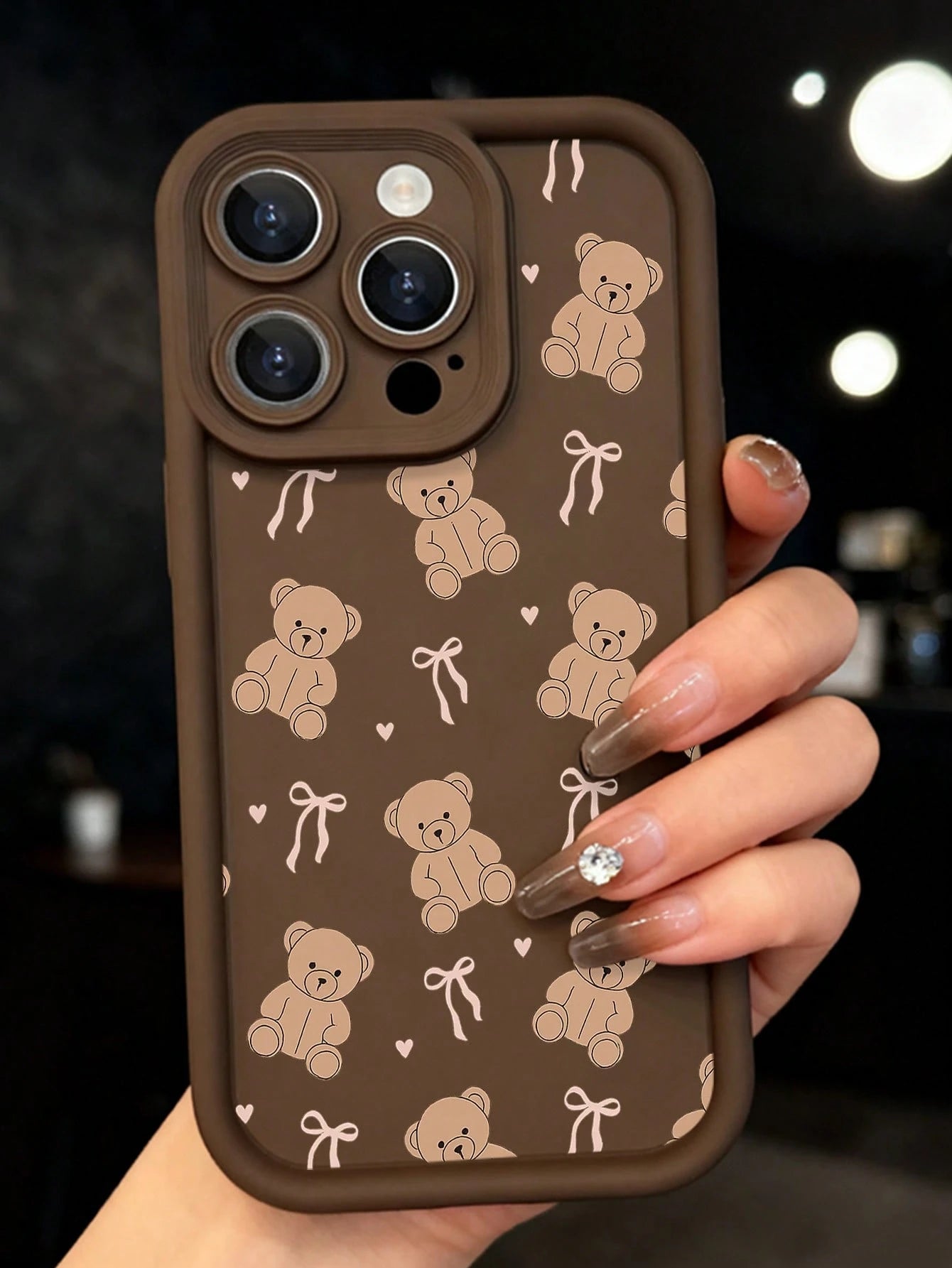 Teddy Bear Phone CaseCute Cartoon Style For IPhone 17 16 15 14 13 12 11 Plus Pro Max. Featuring Adorable Teddy Bear And Ribbon Pattern Perfect For Adding A Touch Of Playful. A Delightful Gift.