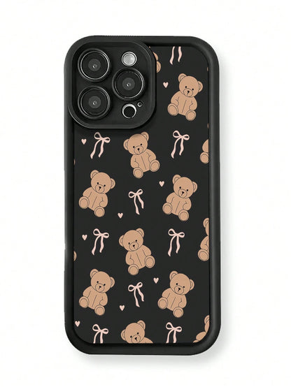 Teddy Bear Phone CaseCute Cartoon Style For IPhone 17 16 15 14 13 12 11 Plus Pro Max. Featuring Adorable Teddy Bear And Ribbon Pattern Perfect For Adding A Touch Of Playful. A Delightful Gift.