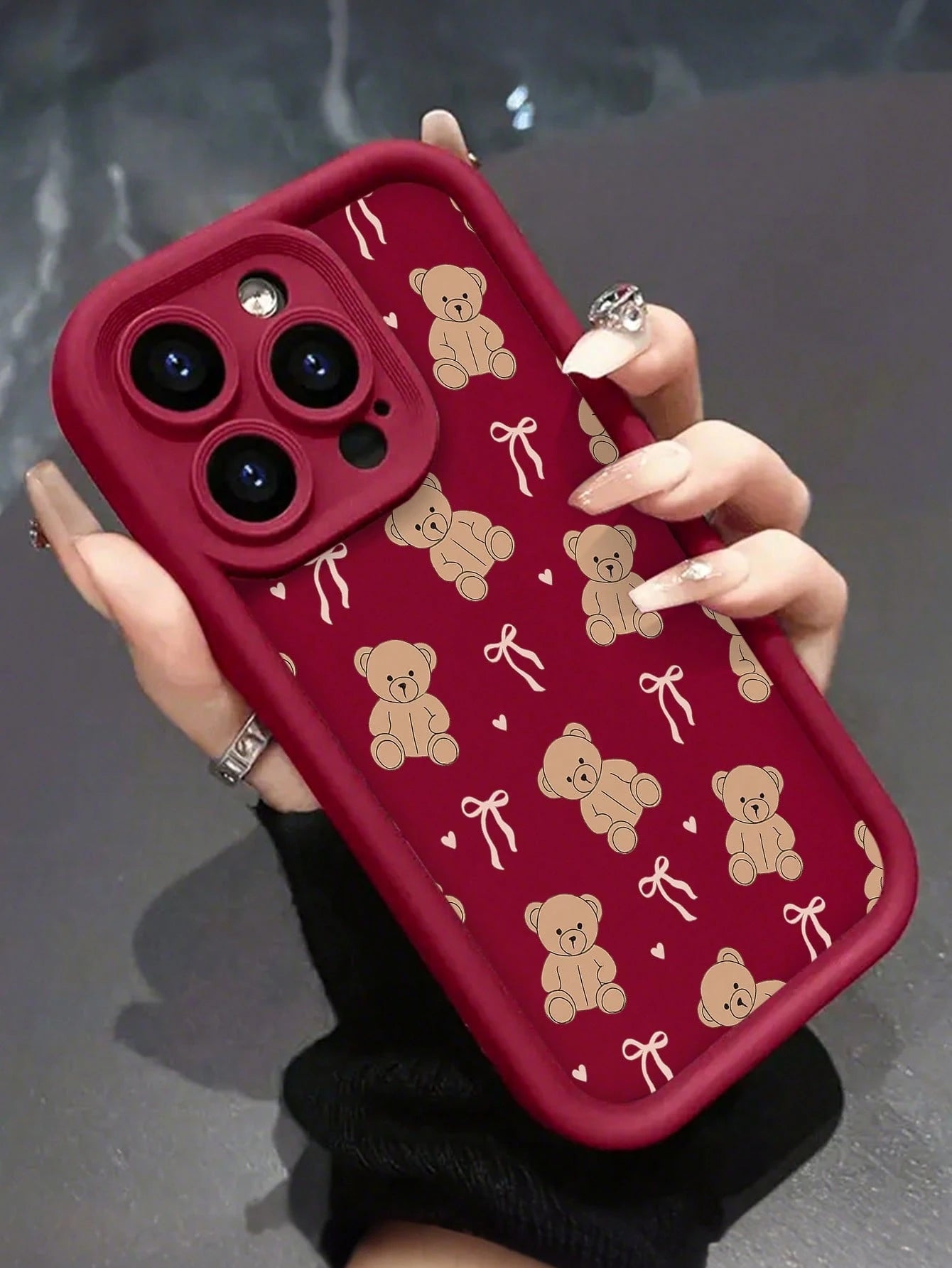 Teddy Bear Phone CaseCute Cartoon Style For IPhone 17 16 15 14 13 12 11 Plus Pro Max. Featuring Adorable Teddy Bear And Ribbon Pattern Perfect For Adding A Touch Of Playful. A Delightful Gift.