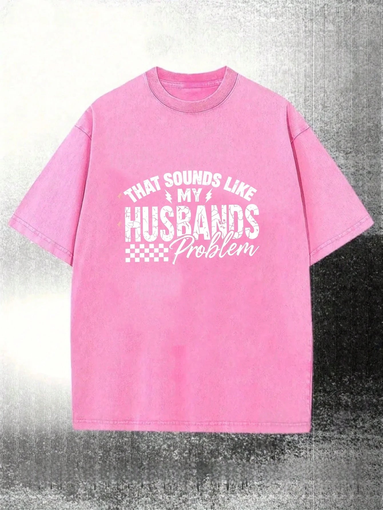 That Sounds Like My Husbands Problem Local Shipping Women's Plus Size Vintage Washed 100% Cotton Graphic T-Shirt Crew Neck Short Sleeve Loose Casual Streetwear Tops Stylish Daily Vacation Home Party O