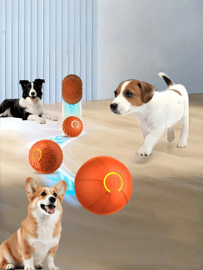 The 1pc Color Random Intelligent Pet Jump Ball Is A Fun And Durable Interactive Toy That Uses USB Charging, Thermoplastic Rubber, Random Movement, And Is Suitable For Small-Sized Dogs